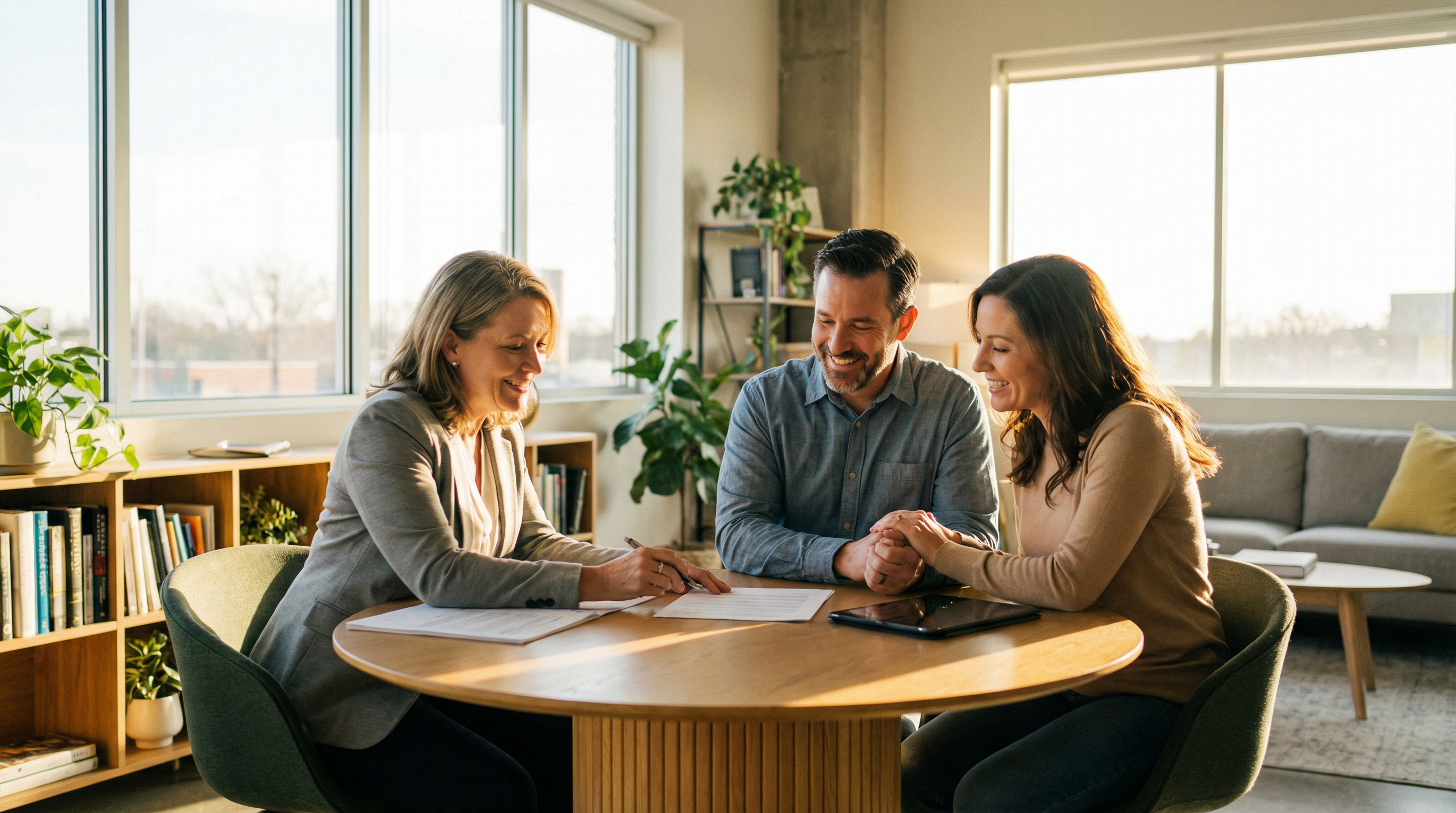 Financial advisor meeting with clients